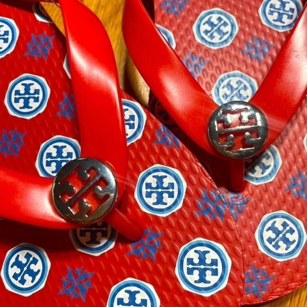 NWOT Tory Burch Classic T Zig Zag Chevron Preppy Herringbone Thong Flip Flop …